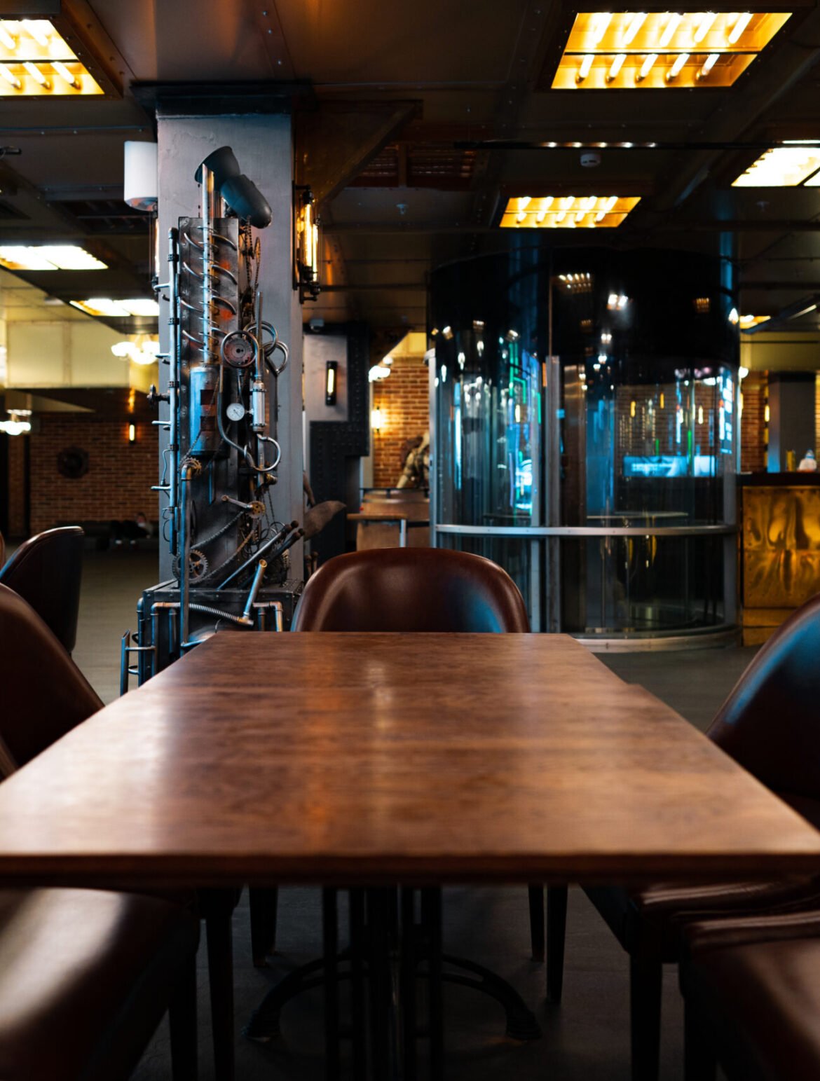 Interior of a dark empty pub loft interior
