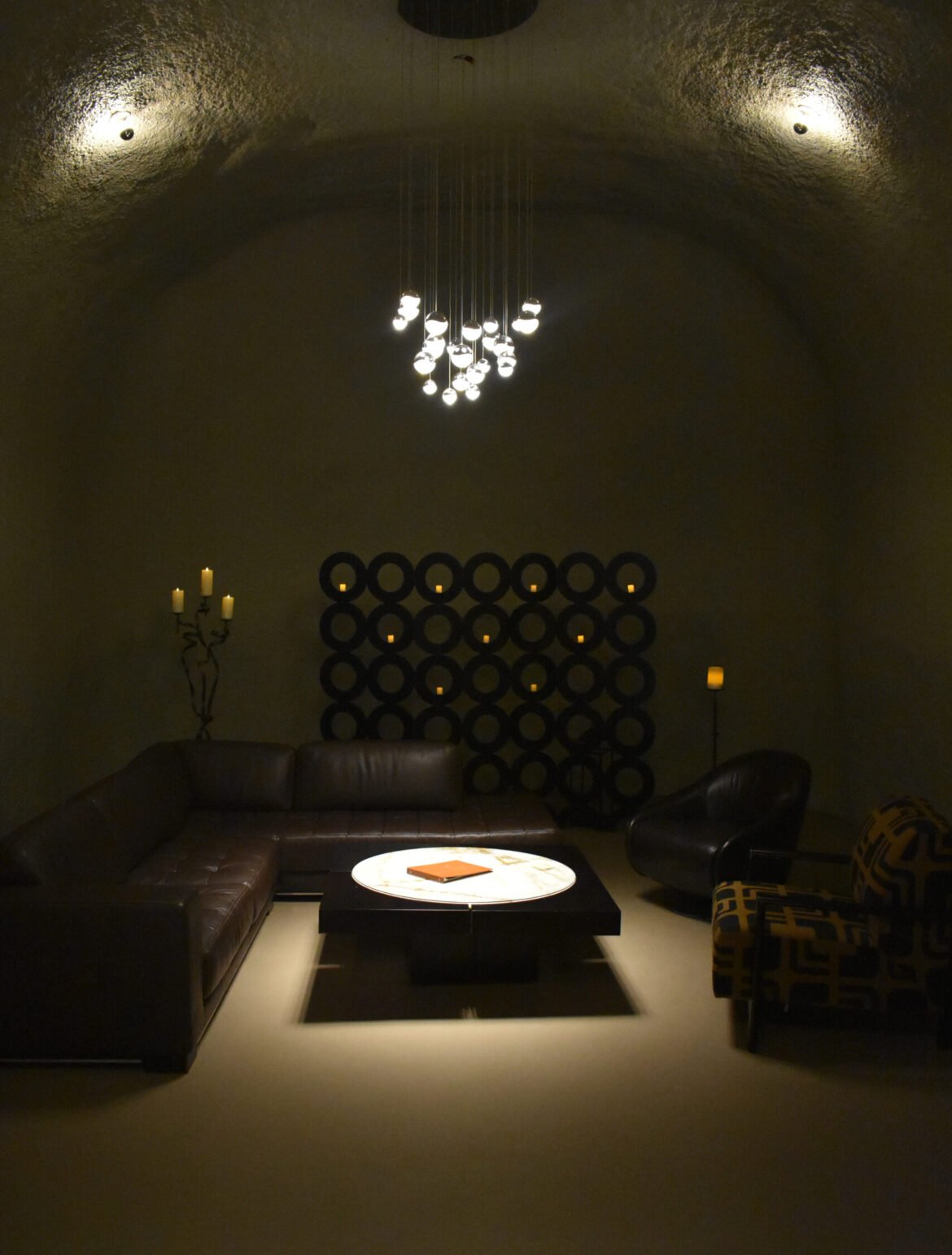 A vertical shot of a cozy interior of a modern living room